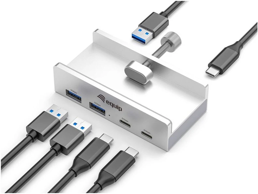 Equip 128967 sąsajos šakotuvas USB 3.2 Gen 1 (3.1 Gen 1) Type-A 5000 Mbit/ai Aliuminis
