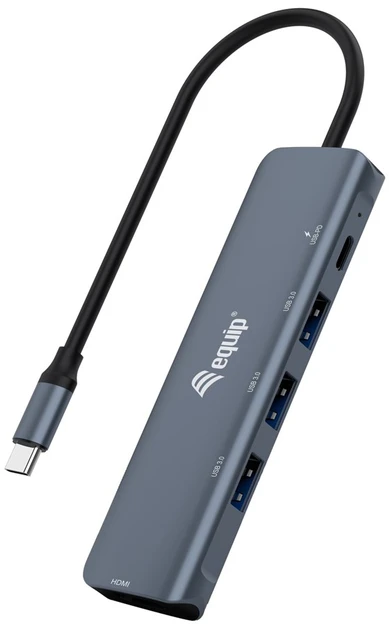 Equip 133487 sąsajos šakotuvas USB 3.2 Gen 1 (3.1 Gen 1) Type-C 5000 Mbit/ai Juoda, Pilka