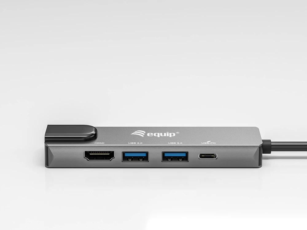 Equip 133489 knyginių kompiuterių dokas / jungčių replikatorius Vielinis USB 3.2 Gen 1 (3.1 Gen 1) Type-C Pilka