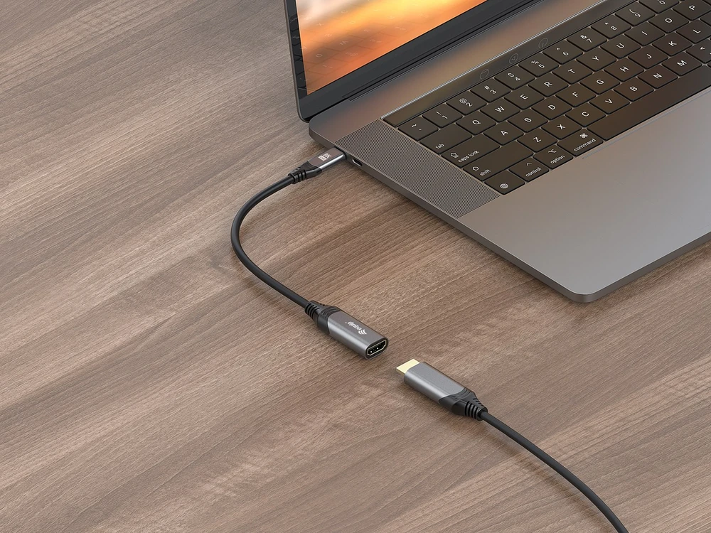 Equip 133492 vaizdo kabelio adapteris 0,15 m C tipo USB HDMI Juoda, Pilka