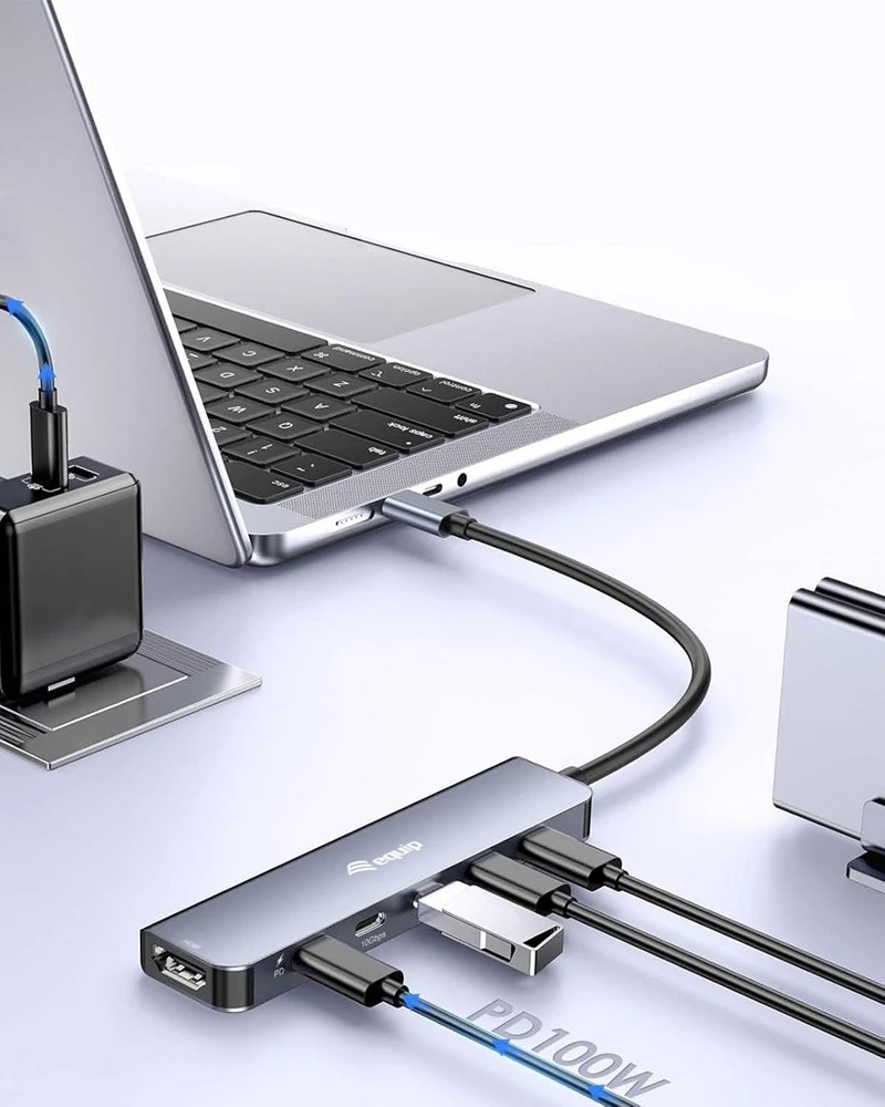 Equip 133499 knyginių kompiuterių dokas / jungčių replikatorius Vielinis USB 3.2 Gen 2 (3.1 Gen 2) Type-C Pilka