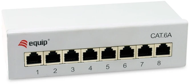 „Equip“ komutacinis skydelis 8x RJ45 Cat6A FTP 1HE „Keystone“ montažas, žalias