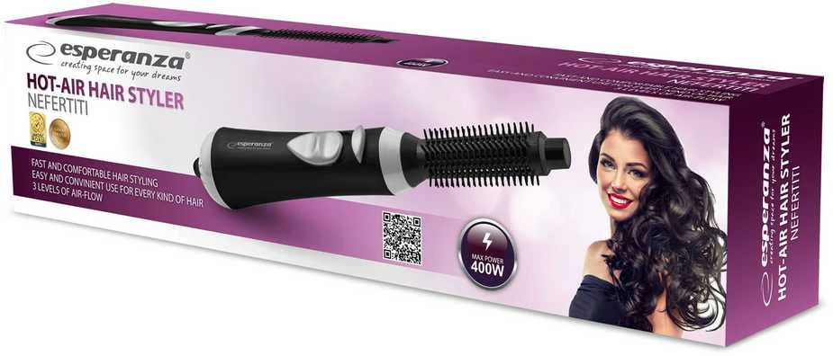 Rotating hair brush for hair Esperanza Nefertiti EBL001K (400W, juodos spalvos)