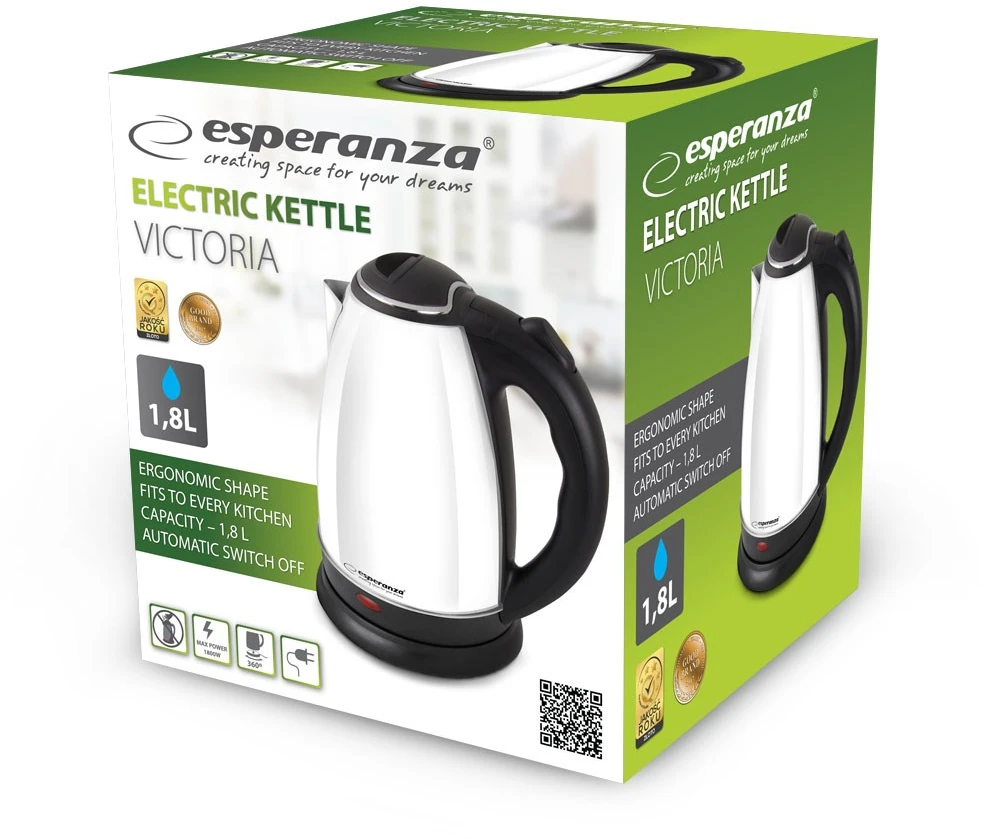 Esperanza EKK113W electric virdulys 1.8 L Juodas,Baltas 1800 W