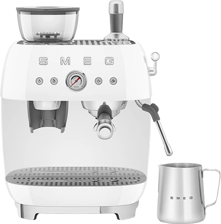 Kavos Aparatas - Smeg Espresso Aparatas su Integruotu Malūnėliu Dviejų Termoblokų Baltas