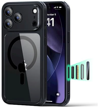 ESR Classic Hybrid Dėklas iPhone 17 Pro, clear juodas