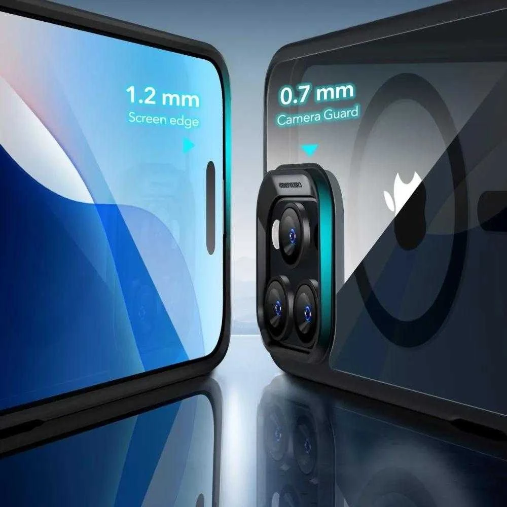 ESR Classic Hybrid Halolock MagSafe + Tempered Glass Apple iPhone 16 Pro – dėklas telefonui skaidrus with dėklas telefonui juodos spalvos Frame