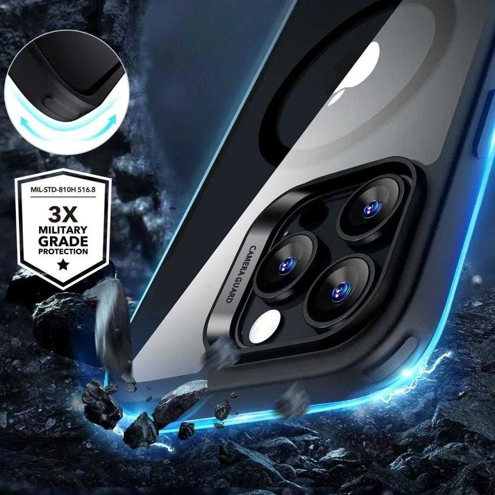 ESR Classic Hybrid Halolock MagSafe + Tempered Glass Apple iPhone 16 Pro – dėklas telefonui skaidrus with dėklas telefonui juodos spalvos Frame