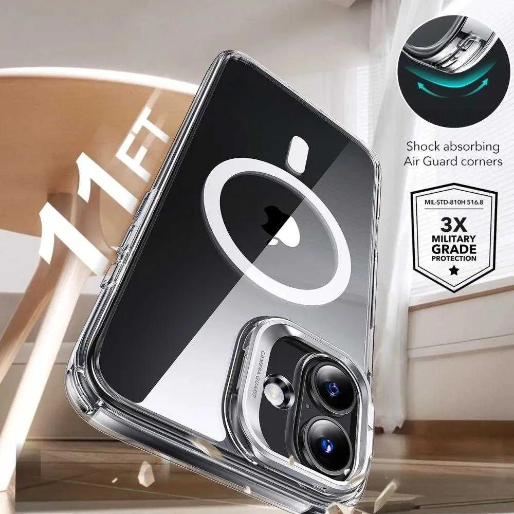 ESR Classic Hybrid KickStand HaloLock MagSafe & TEMPERED GLASS Apple iPhone 16 Plus dėklas telefonui skaidrus