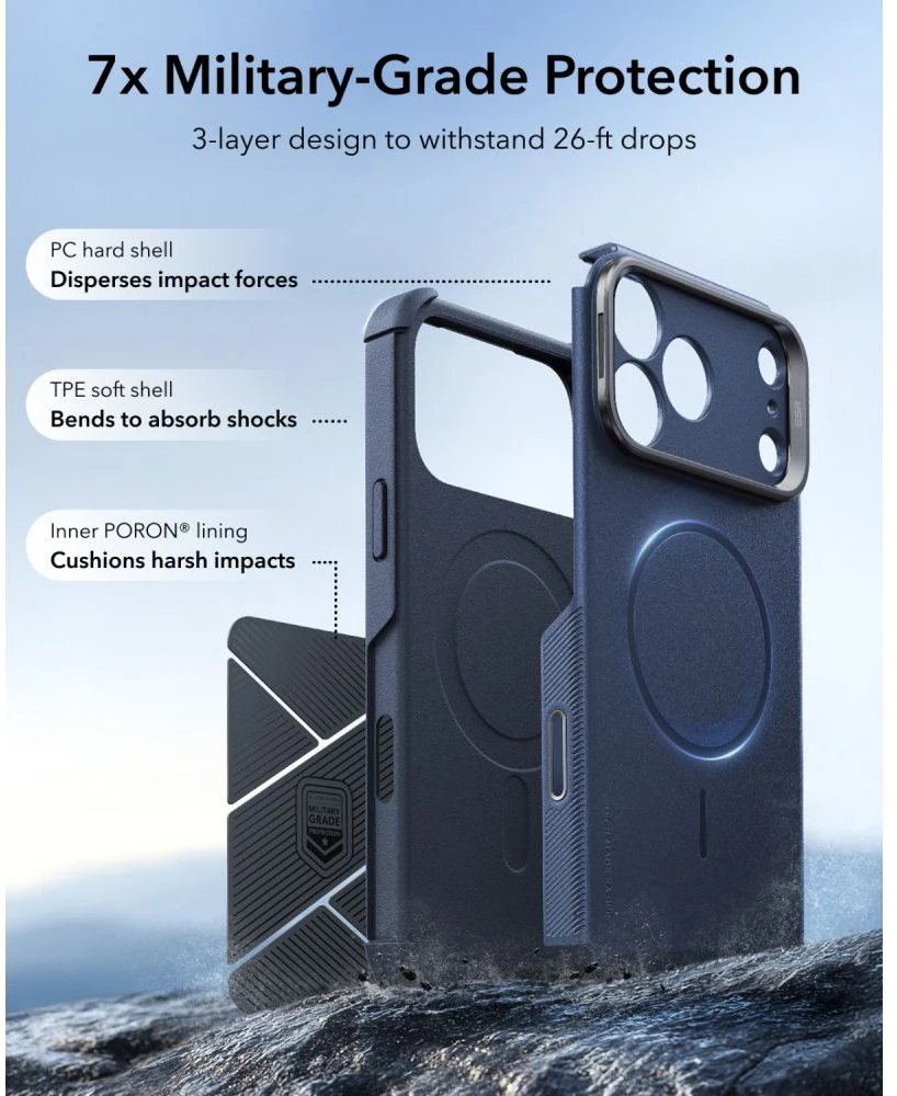 Dėklas Esr Cyber Tough Kickstand Magsafe iPhone 17 Pro Max / 18 Pro Max mėlyna