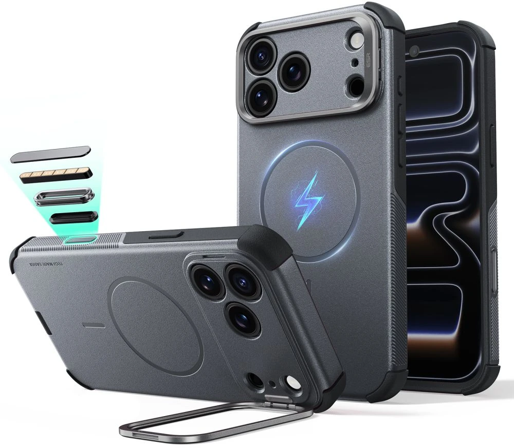Dėklas Esr Cyber Tough Kickstand Magsafe iPhone 17 Pro / 18 Pro pilka