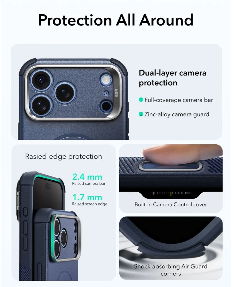 Dėklas Esr Cyber Tough Kickstand Magsafe iPhone 17 Pro Max / 18 Pro Max mėlyna