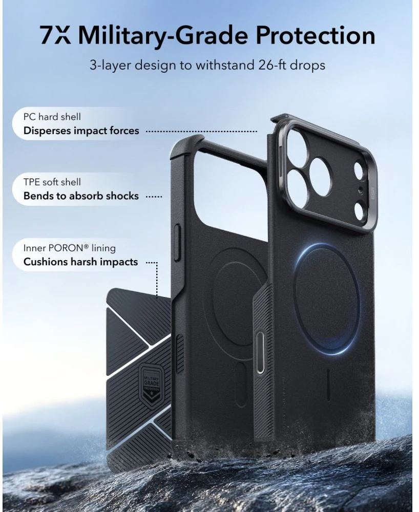 Dėklas Esr Cyber Tough Kickstand Magsafe iPhone 17 Pro Max / 18 Pro Max juoda