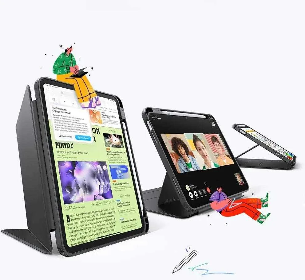ESR atverčiamas hibridinis dėklas, skirtas iPad 10.9" 2022 (10 kartos) / 11" 2025 (11 kartos) - Juodas