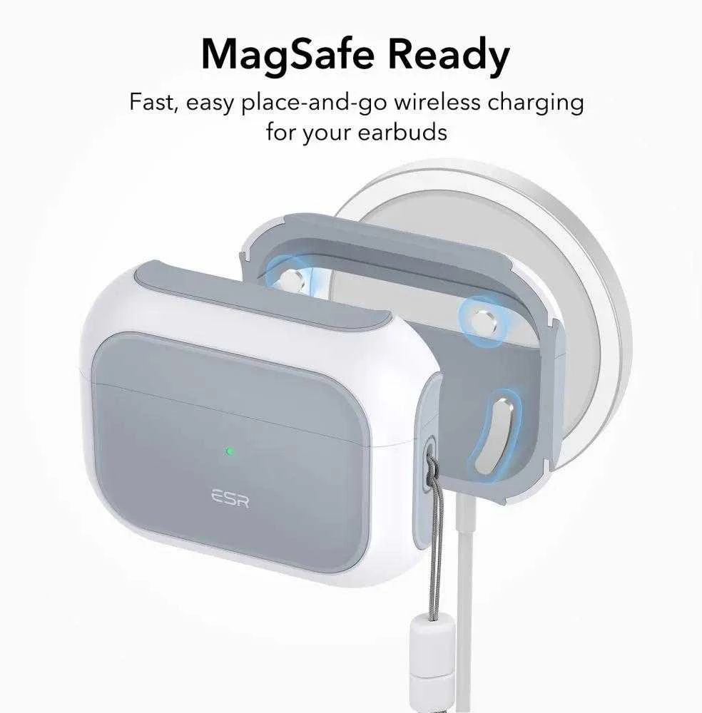 Dėklas ESR Orbit Hybrid, skirtas AirPods Pro, Magsafe (baltas)