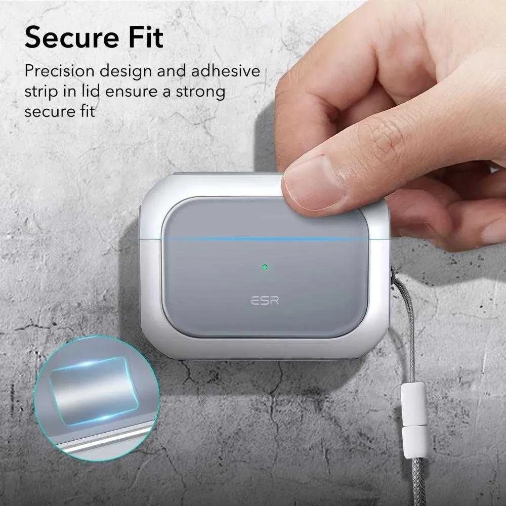 Dėklas ESR Orbit Hybrid, skirtas AirPods Pro, Magsafe (baltas)