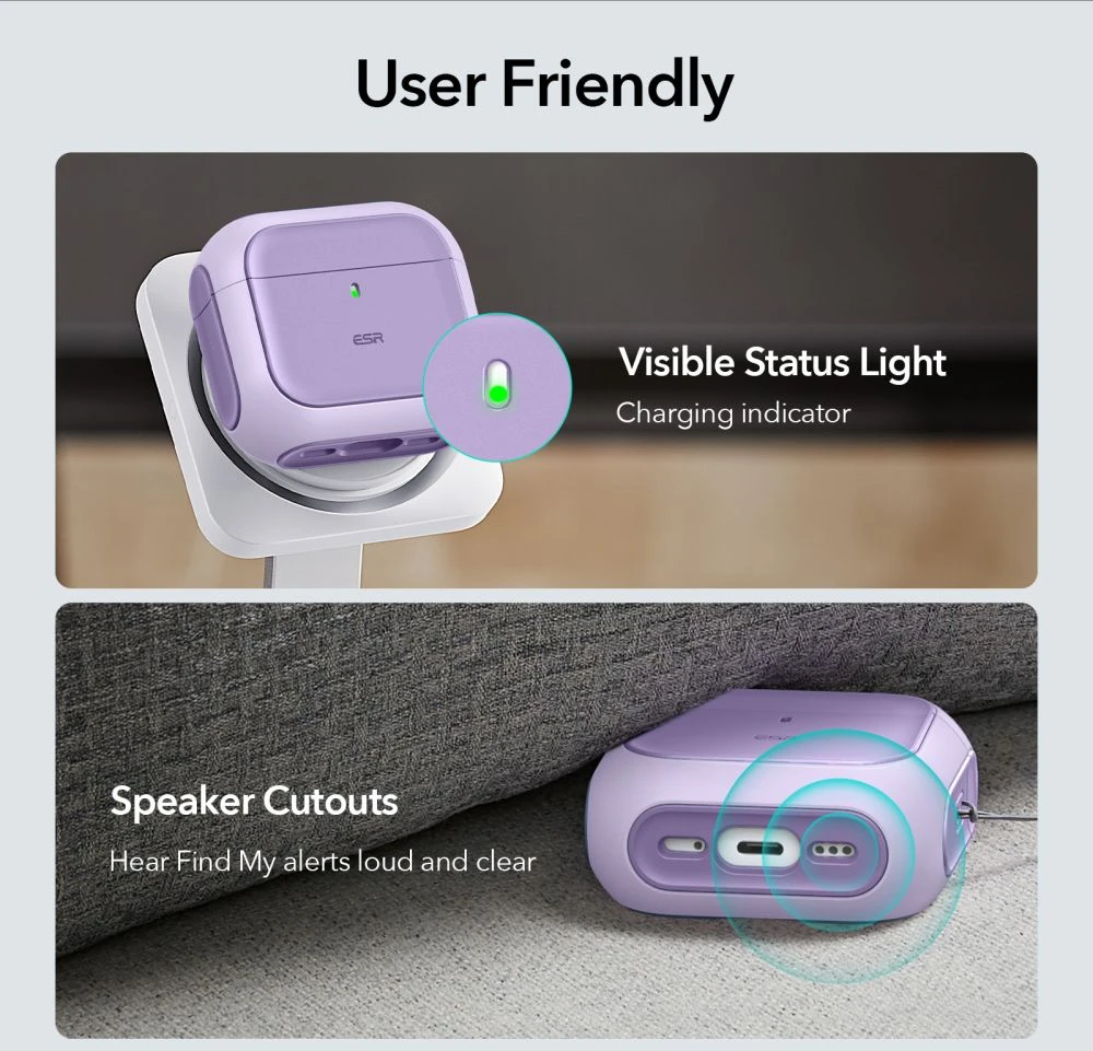 ESR ORBIT HALOLOCK MAGSAFE DĖKLAS AIRPODS 4 / 5 VIOLETINIS