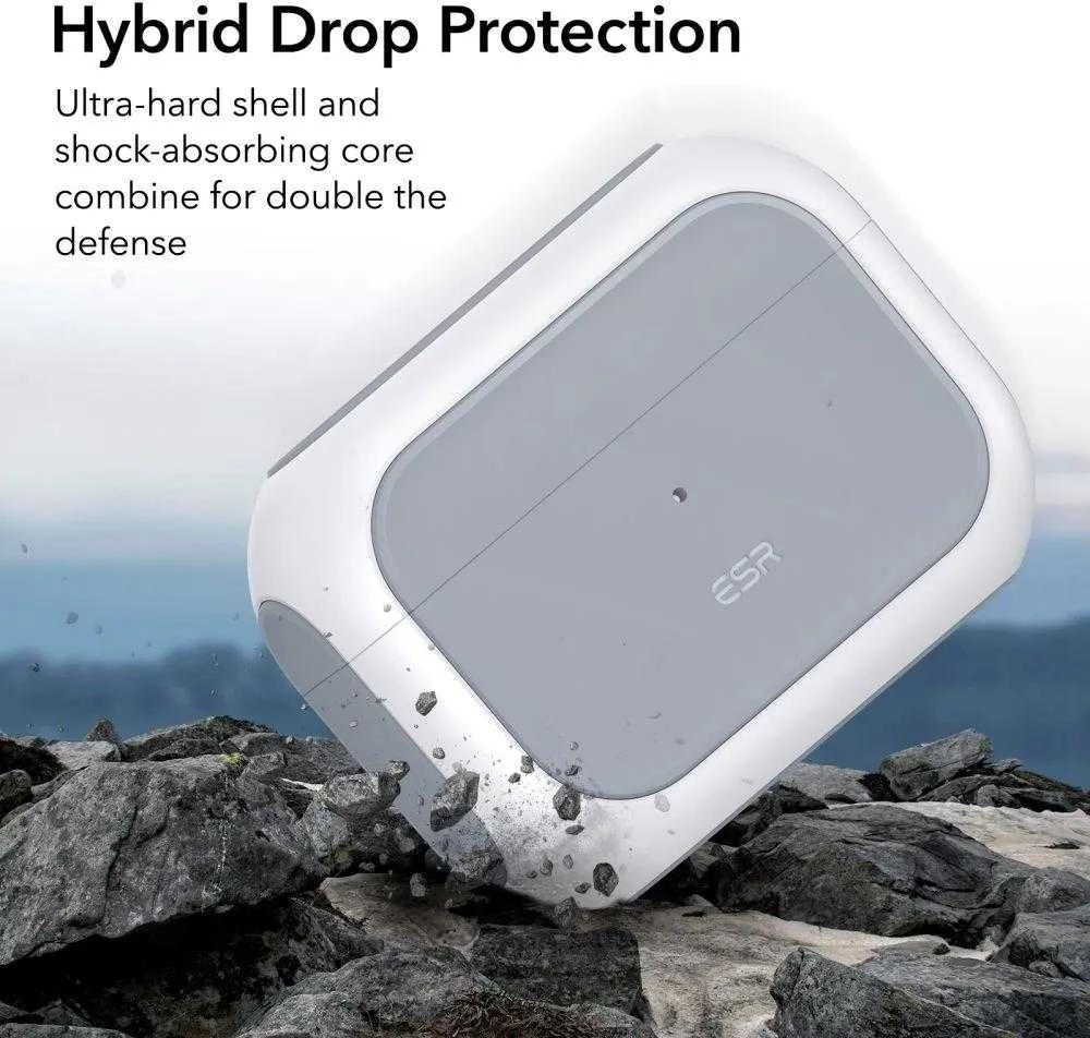 Dėklas ESR Orbit Hybrid, skirtas AirPods Pro, Magsafe (baltas)