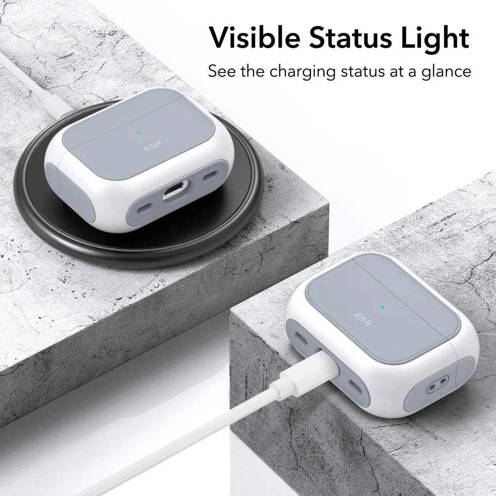 Dėklas ESR Orbit Hybrid, skirtas AirPods Pro, Magsafe (baltas)