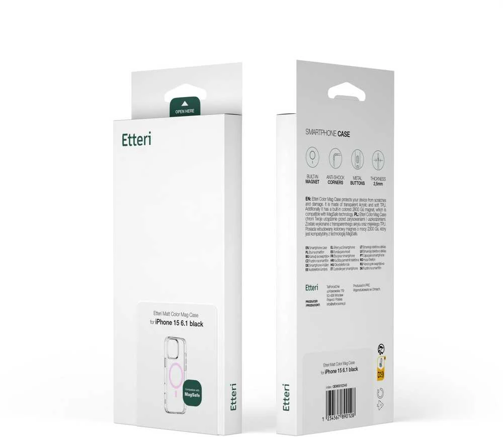 Etteri Color Mag Apple iPhone 12 / 12 Pro 6,1" dėklas telefonui rožinės spalvos