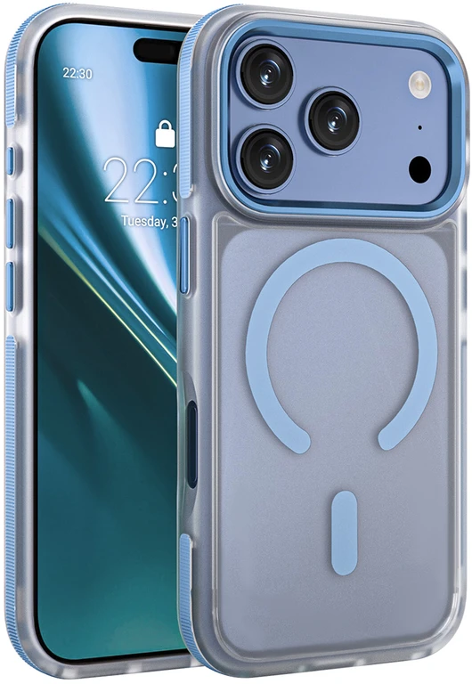 Telforceone Etteri Icy Mag dėklas, skirtas iPhone 17 Pro Max / 18 Pro Max, dangaus mėlynumo