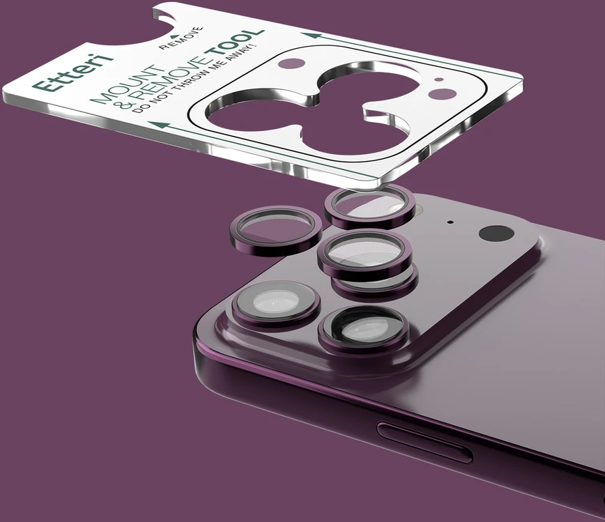 Etteri kameros objektyvo apsauga, skirta iPhone 18 Pro / 18 Pro Max, tamsiai vyšninė