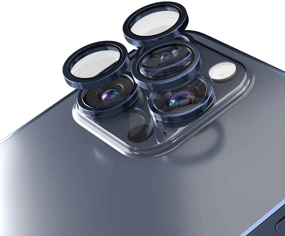 Etteri kameros objektyvo apsauga, skirta iPhone 15 Pro / 15 Pro Max, tamsiai mėlyna
