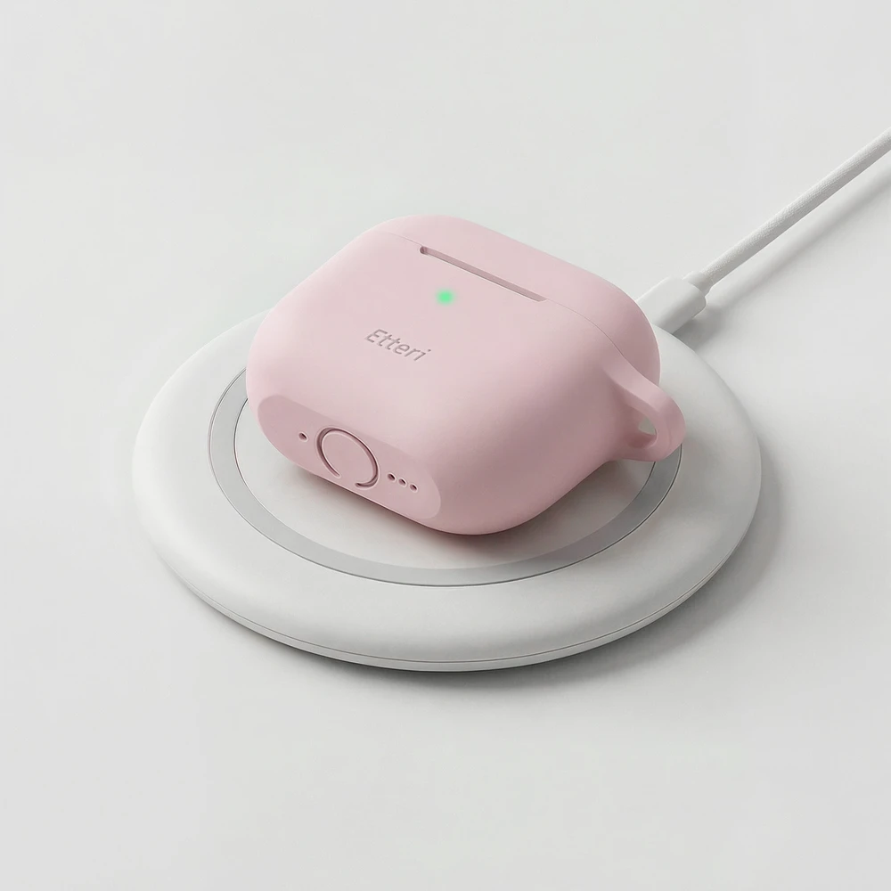 Etteri silikoninis dėklas AirPods 4 šviesiai rožinis
