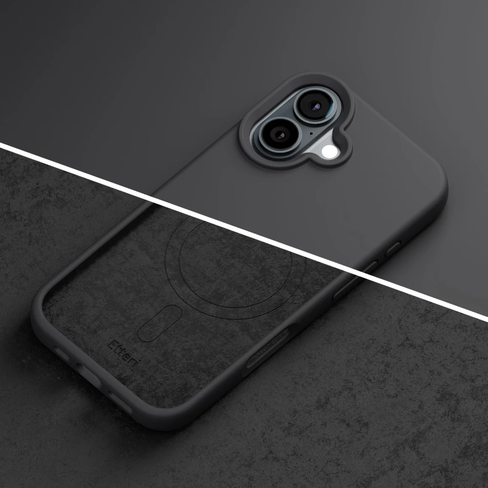 Etteri silikoninis Mag dėklas iPhone 17 juodas
