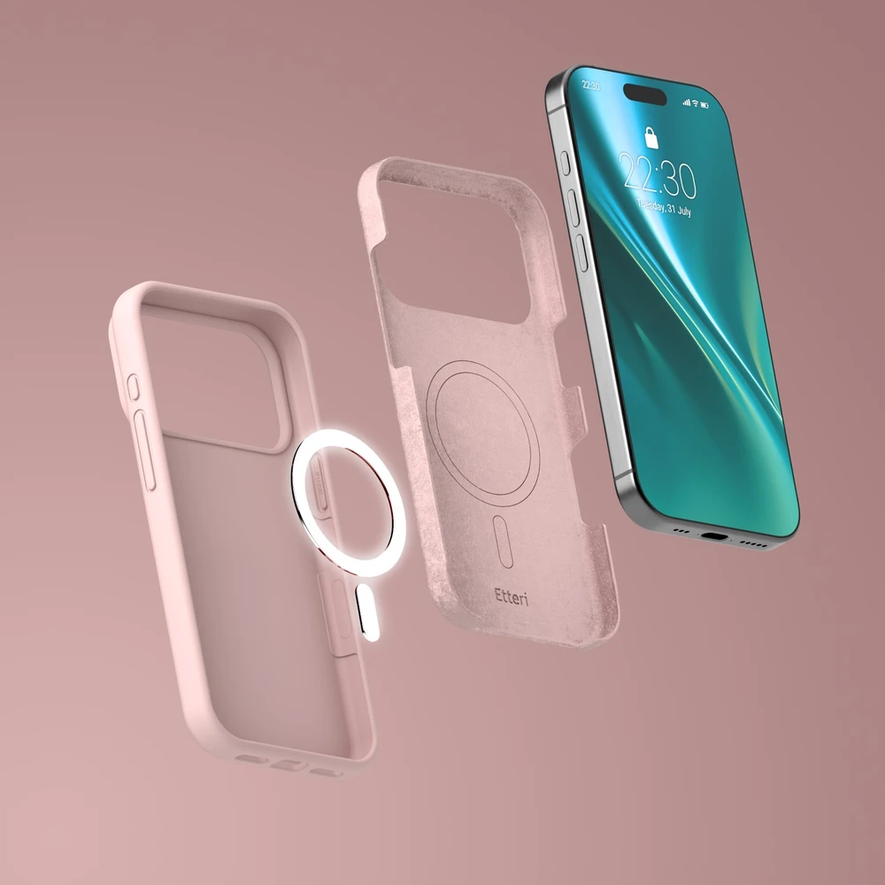 Etteri silikoninis Mag dėklas, skirtas iPhone 17 Pro Max / 18 Pro Max, šviesiai rožinis