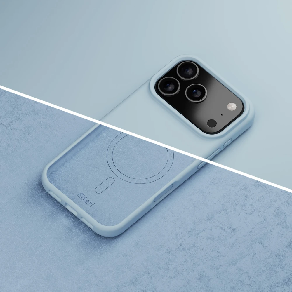Etteri silikoninis Mag dėklas, skirtas iPhone 17 Pro / 18 Pro, šviesiai mėlynas