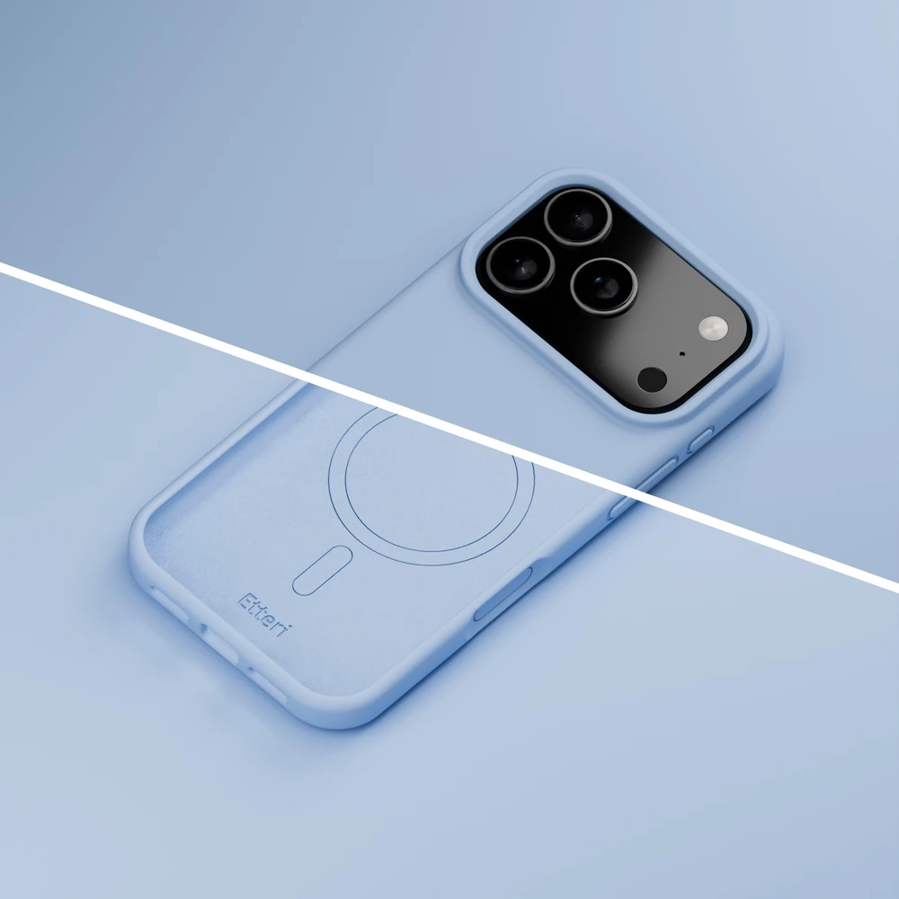 Etteri silikoninis Mag dėklas, skirtas iPhone 17 Pro / 18 Pro, dangaus mėlynumo