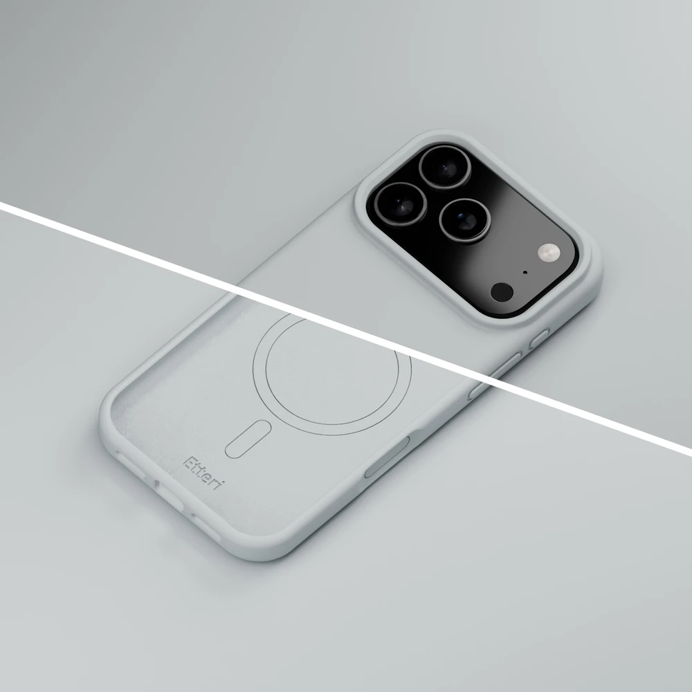 Etteri silikoninis Mag dėklas, skirtas iPhone 17 Pro / 18 Pro, sidabrinis