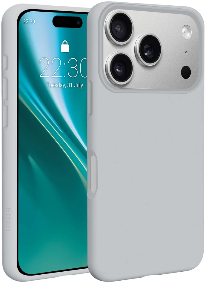 Etteri silikoninis Mag dėklas, skirtas iPhone 17 Pro / 18 Pro, sidabrinis