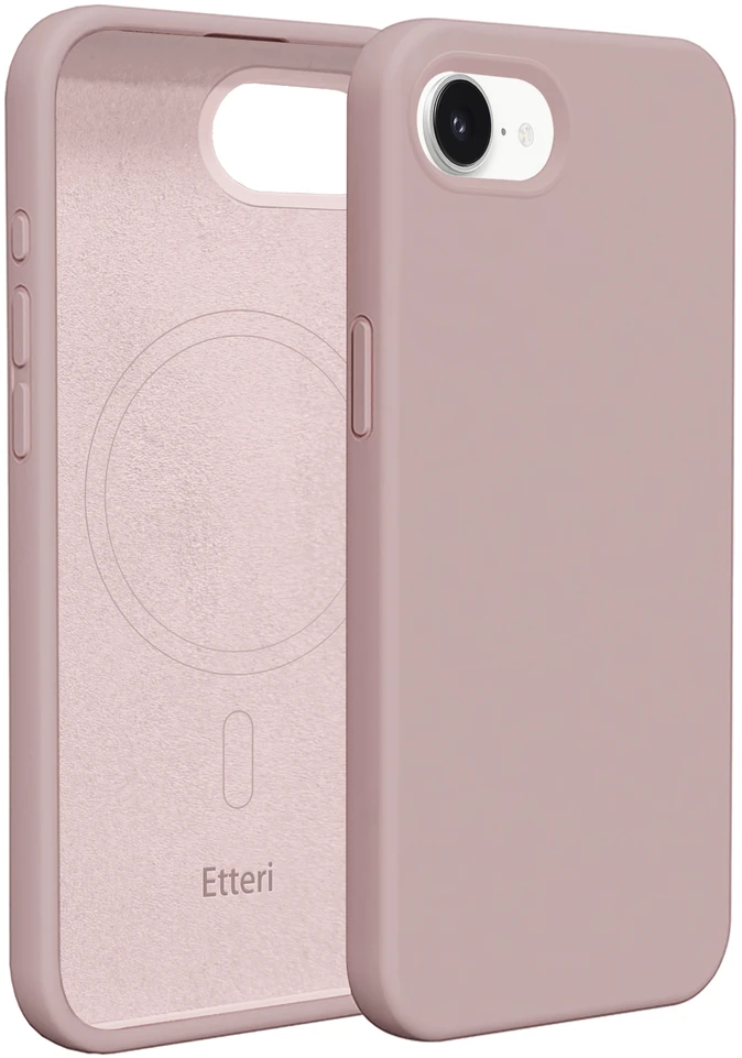 Etteri silikoninis Mag dėklas, skirtas iPhone 16e / 17e, šviesiai rožinis
