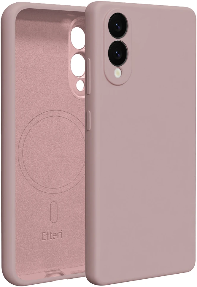 Etteri silikoninis Mag dėklas, skirtas Samsung Galaxy S25 Edge, šviesiai rožinės spalvos