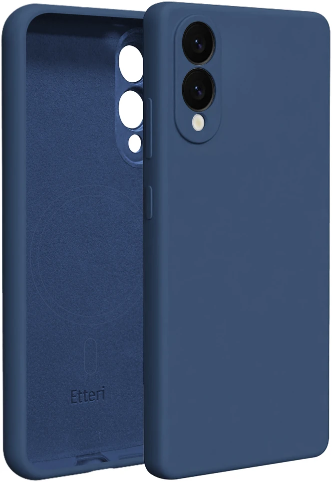 Etteri silikoninis Mag dėklas, skirtas Samsung Galaxy S25 Edge, tamsiai mėlynas