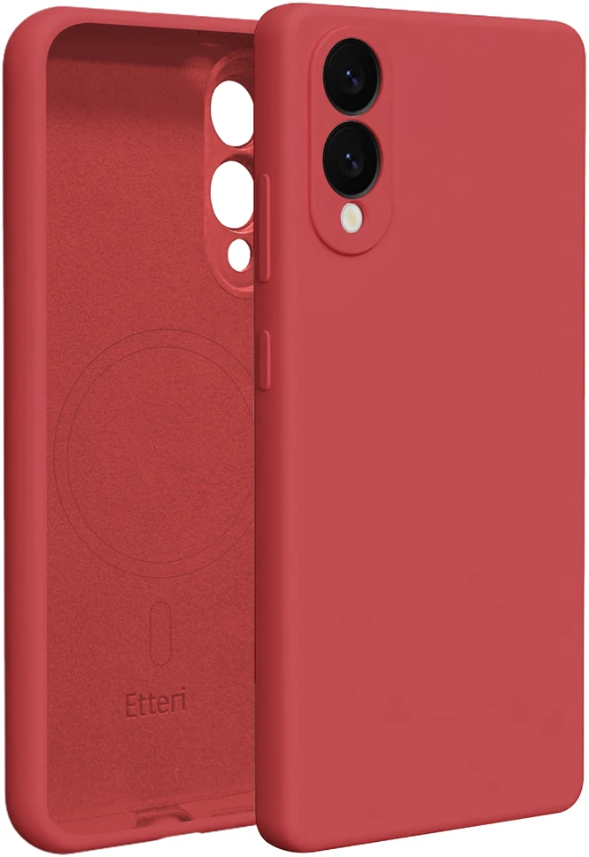 Etteri silikoninis Mag dėklas, skirtas Samsung Galaxy S25 Edge, aviečių spalvos