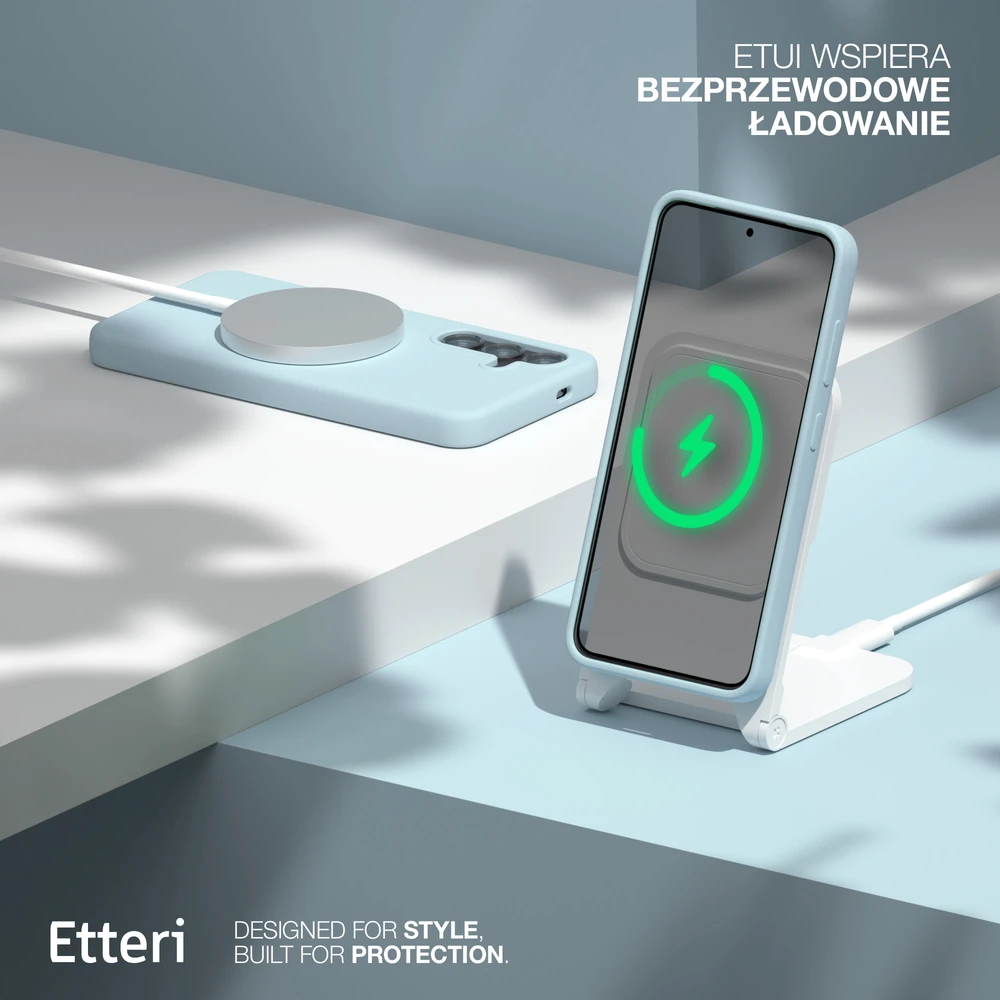 Etteri silikoninis Mag dėklas, skirtas Samsung Galaxy S25 Edge, šviesiai mėlynas