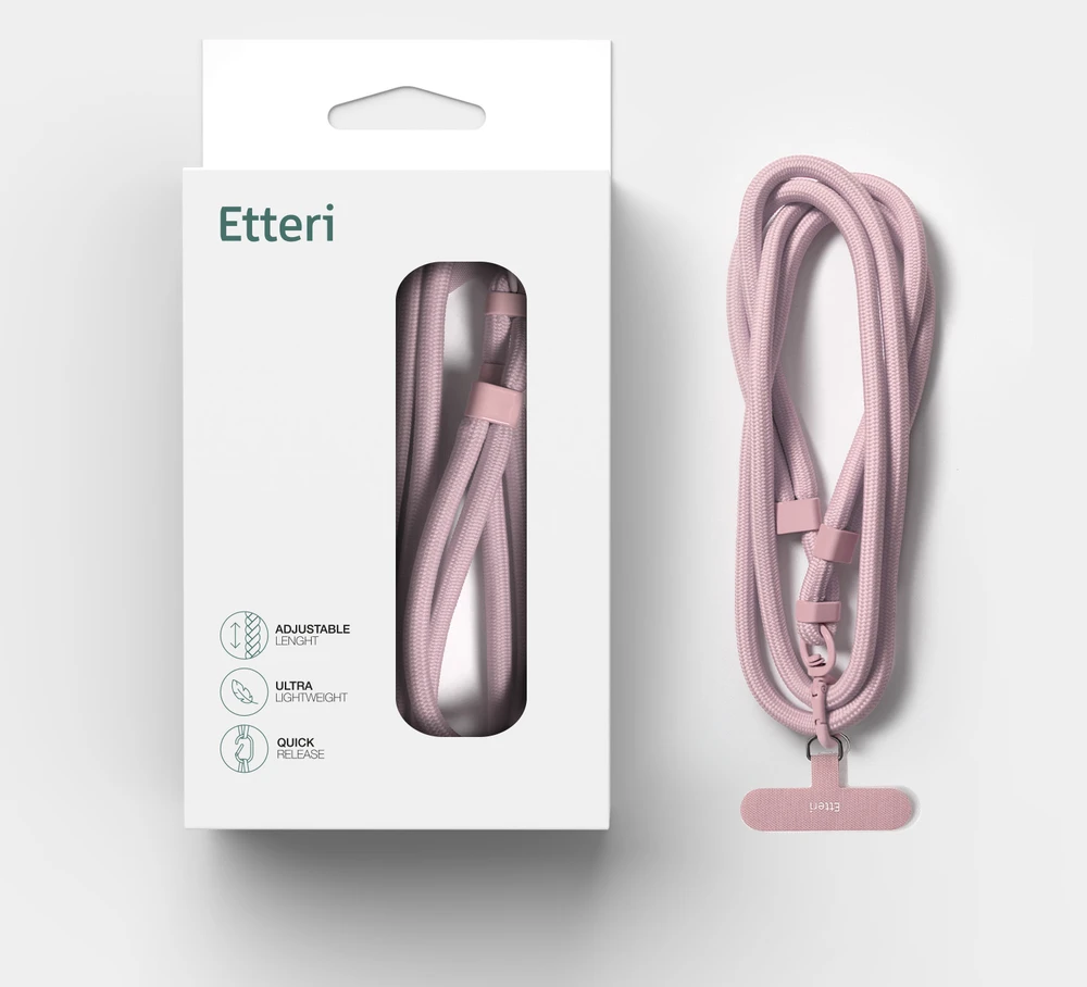Etteri universalus kaklo dirželis telefonams, šviesiai rožinis