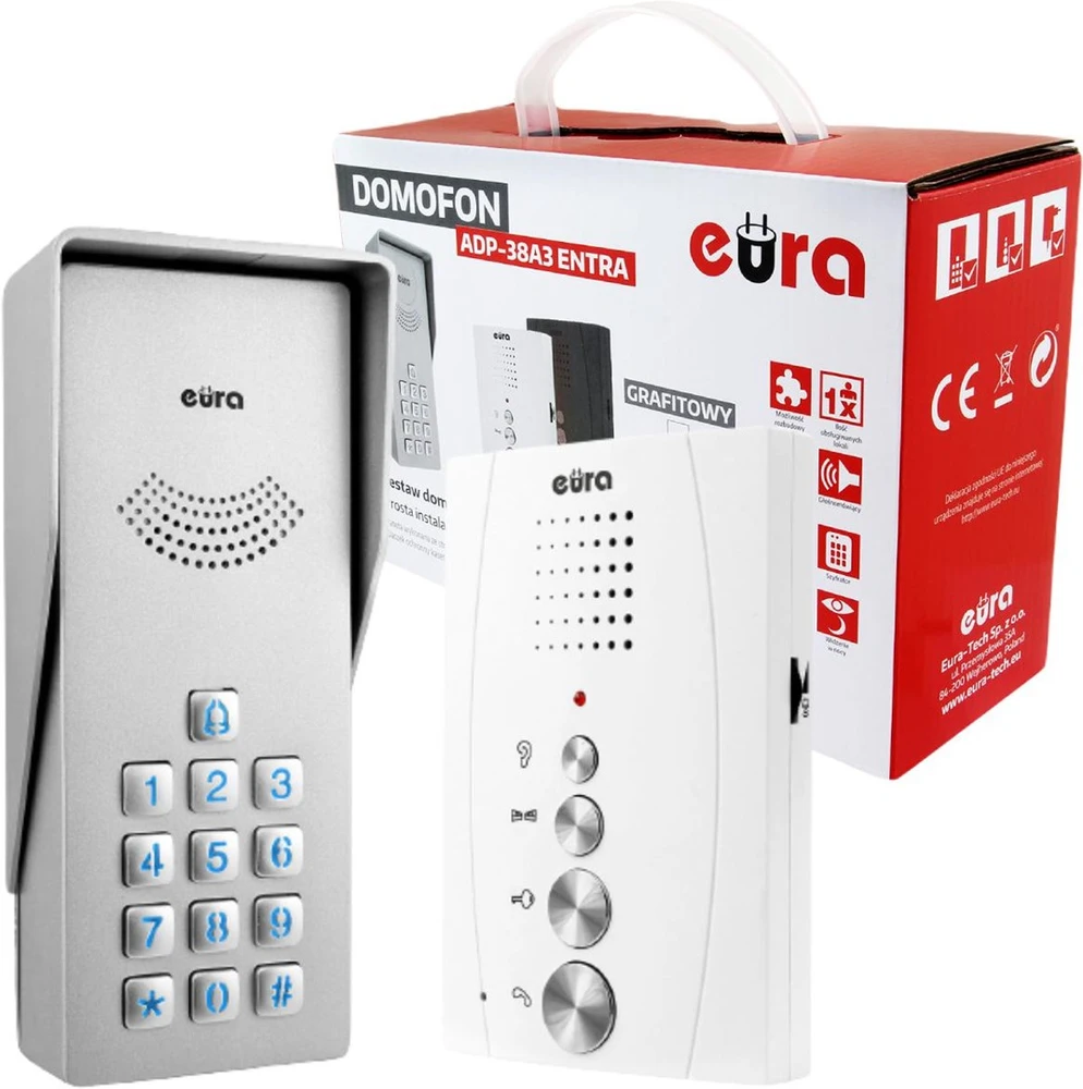 EUA EURA ADP-38A3 ENTRA domofonas baltas