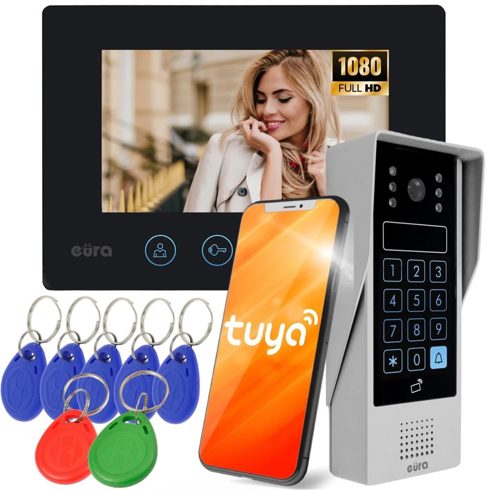 EUA WIDEODOMOFON EURA VDP-90A3 DELTA + juoda monitorius TUYA