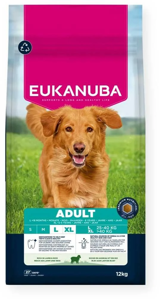 Eukanuba Life Care sausas pašaras didelių veislių šunims su ėriena ir ryžiais, L, 12 kg