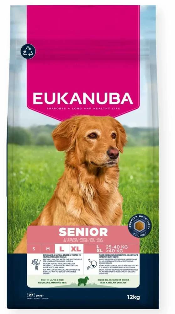 Šunų Maistas - EUKANUBA Senior L XL Aviena ir Ryžiai 12kg