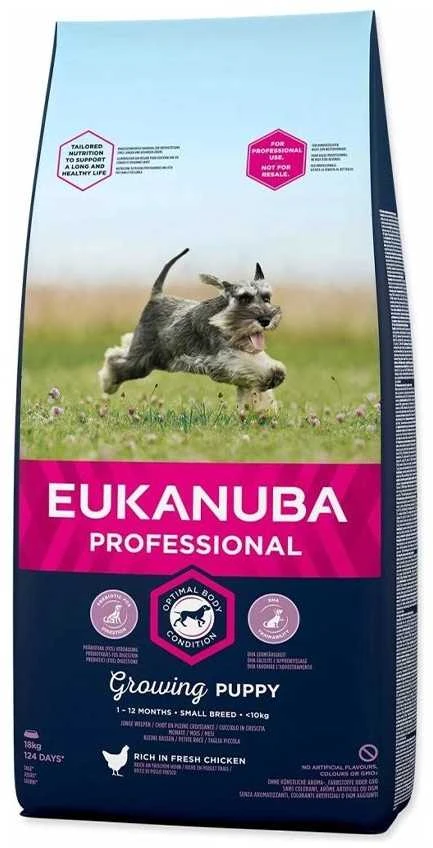 Eukanuba šuniukų ir jaunų mažų veislių sausas sausas maistas šuniukams ir mažiems šunims (PFB) 18 kg