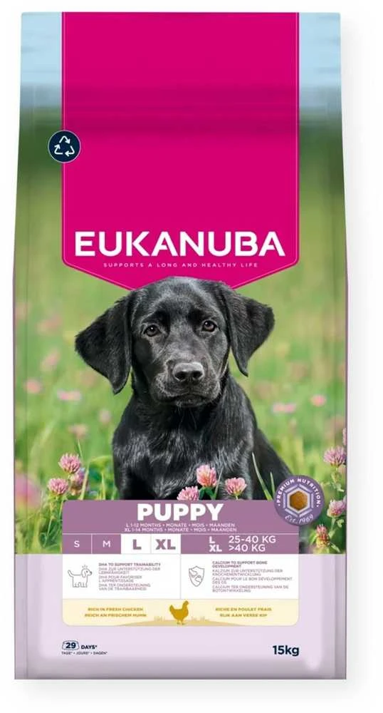 Eukanuba Life Care sausas pašaras didelių veislių šuniukams su vištiena, L, 15 kg