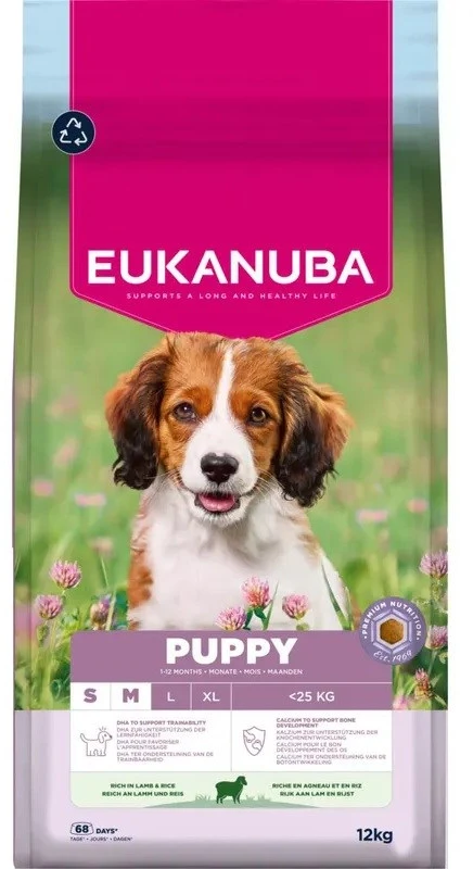 Sausas maistas Eukanuba Life Care mažų ir vidutinių veislių šuniukams su ėriena ir ryžiais, S/M, 12 kg