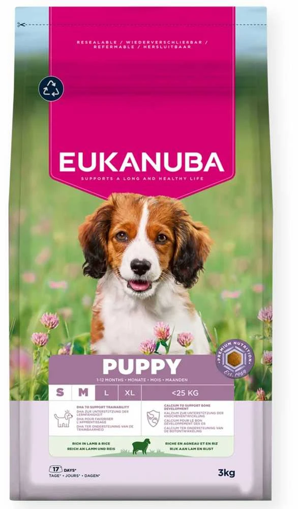 Sausas maistas Eukanuba Life Care mažų ir vidutinių veislių šuniukams su ėriena ir ryžiais, S/M, 12 kg