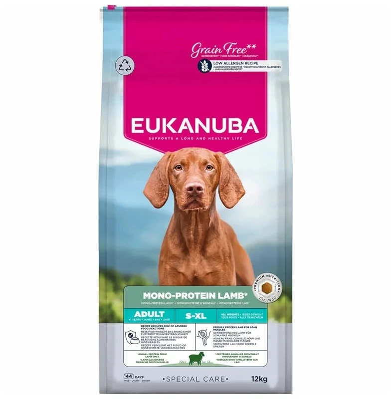 EUKANUBA Special Care Mono-Protein Adult ėriena Mono – sausas Maistas šunims – 12kg