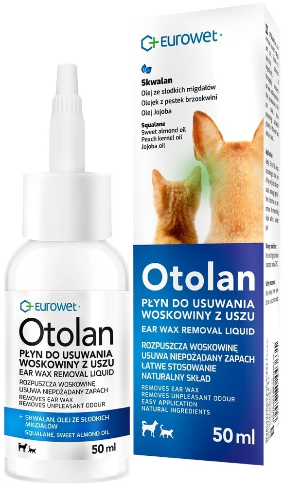 Gyvūnų priežiūra - EUROWET Otolan ausų vaško šalinimo skystis 50 ml